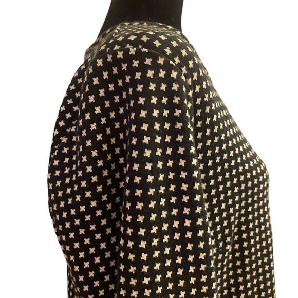 Talbots Black and White Pattern 3/4 Bow Sleeve Boatneck Sweater Sz L - Picture 6 of 13
